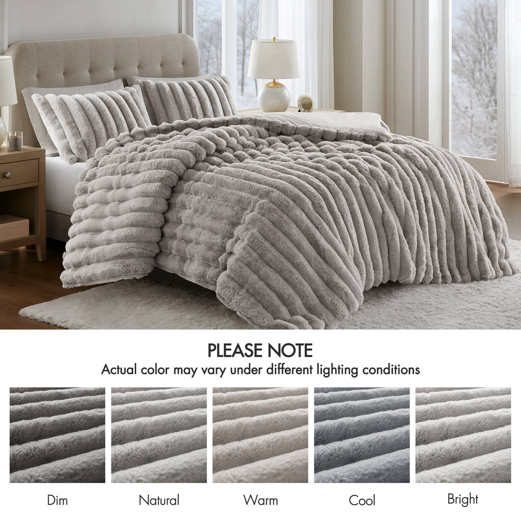Bed Comforter, Jasmine Ultrasoft Faux Fur Ribbed Set, Lightweight Design for Year-Round Bedroom Comfort and Restful Sleep image 57