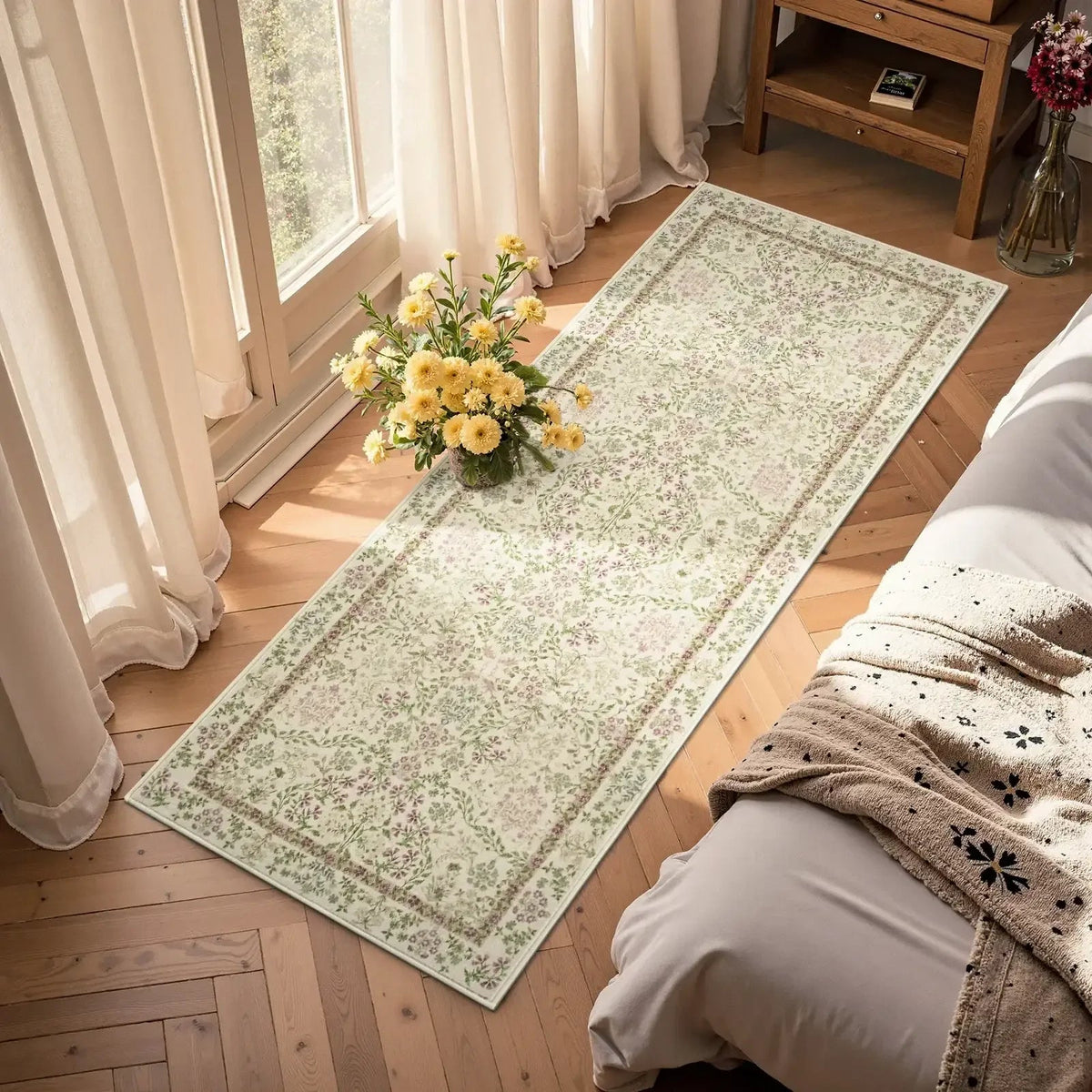 Area Rug, Vintage Foliage Floral, Lightweight Design, Non-Slip Design for Hallways, Dining Spaces and Home Decor, 19 Sizes and 4 Colors image 57