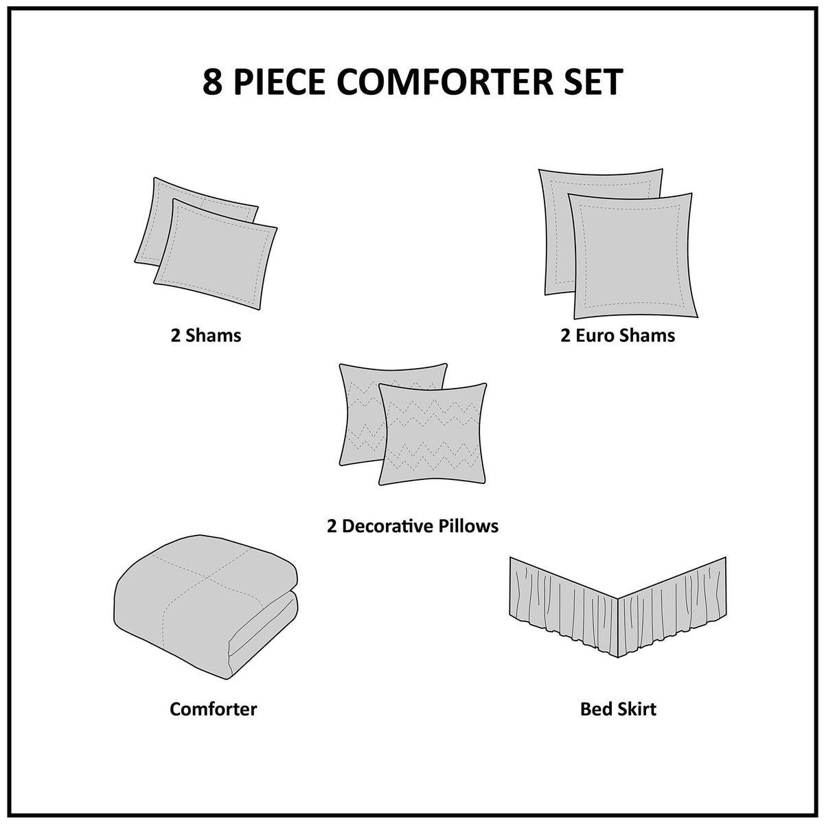 Bed Comforter, Odette 8 Piece Jacquard Set, Machine-Washable Care, Hypoallergenic Comfort for Year-Round Bedroom Comfort and Restful Sleep image 57