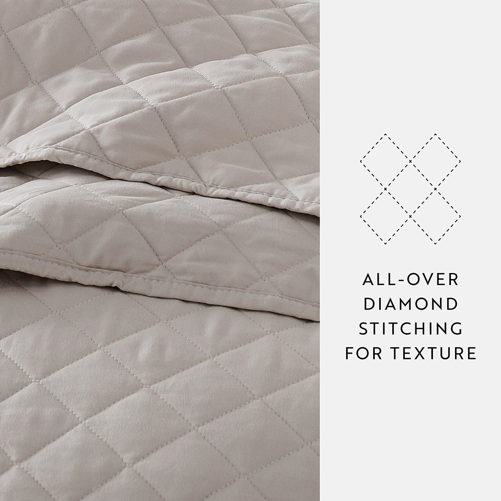 Bed Quilt, 3 Piece Diamond Stitch Quilted Coverlet Set for Guest Beds and Layered Bedroom Styling, 3 Sizes and 6 Colors image 57