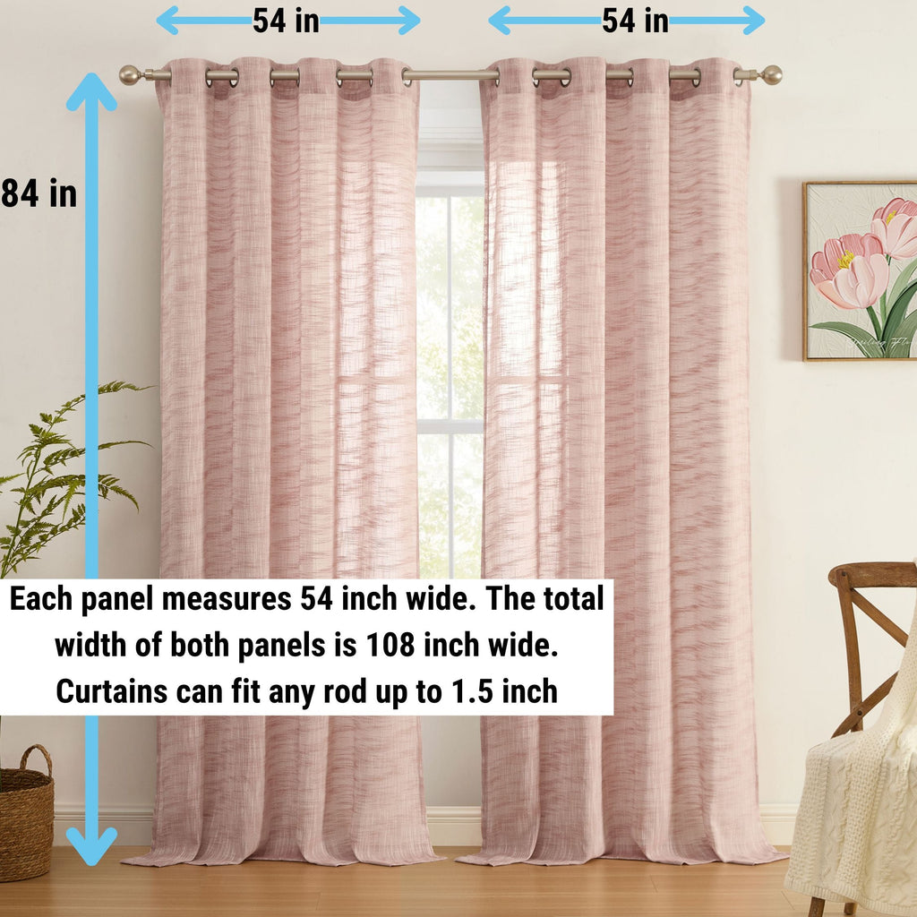 Window Curtain, Madison Faux Linen Sheer Grommet Panels for Bedrooms, Living Rooms and Home Privacy, 8 Sizes and 10 Colors image 57