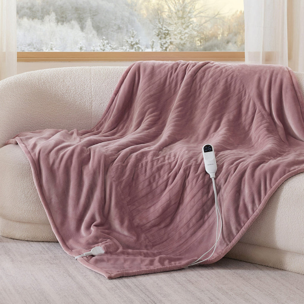 Cozy Throw Blanket, Solid Flannel Heated for Sofas, Beds and Relaxing at Home, 5 Sizes and 11 Colors image 58