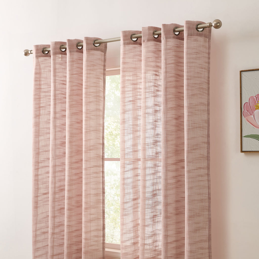 Window Curtain, Madison Faux Linen Sheer Grommet Panels for Bedrooms, Living Rooms and Home Privacy, 8 Sizes and 10 Colors image 58
