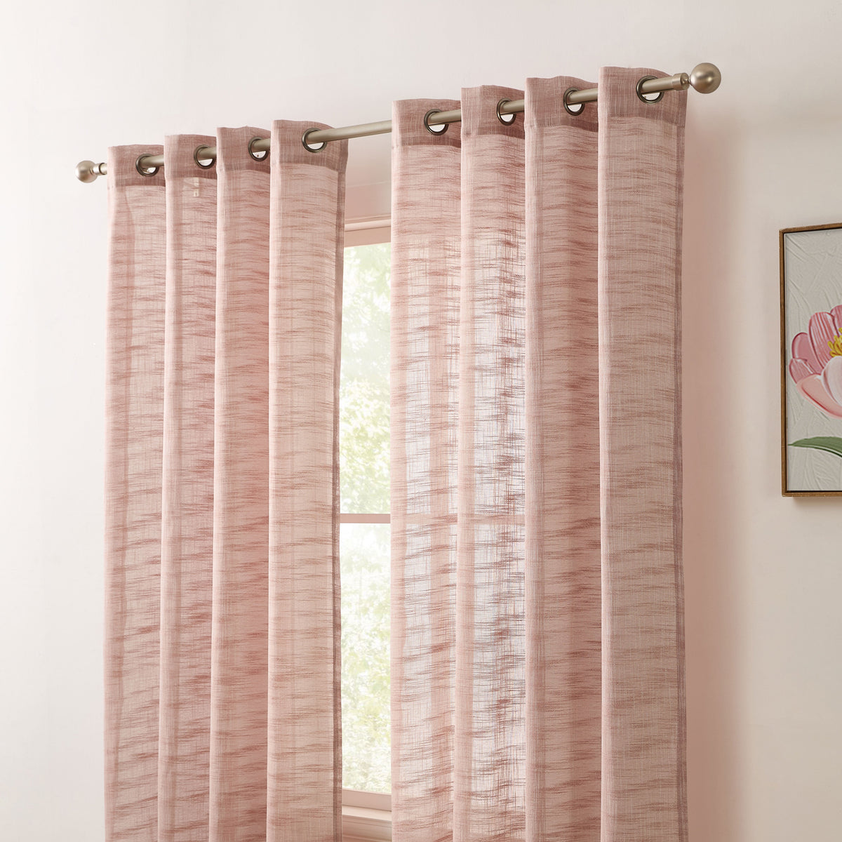 Window Curtain, Madison Faux Linen Sheer Grommet Panels for Bedrooms, Living Rooms and Home Privacy, 8 Sizes and 10 Colors image 58