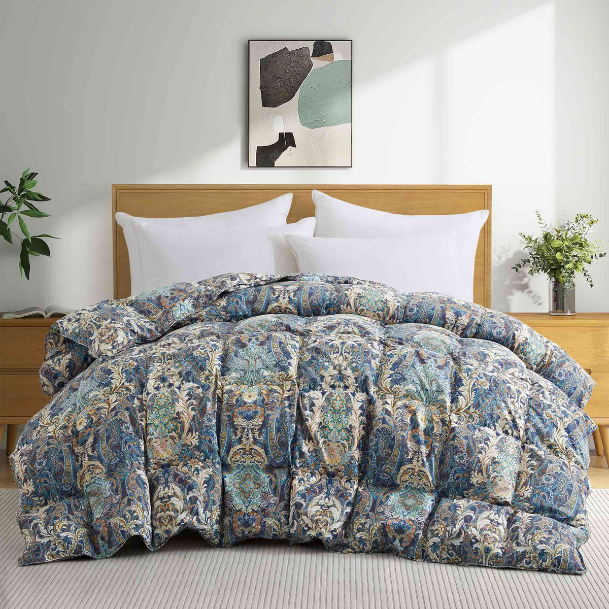 Down & Feather Comforter, Goose, Lightweight Design, Machine-Washable Care for Everyday Bedding and Comfortable Sleep, 4 Sizes and 8 Colors image 58