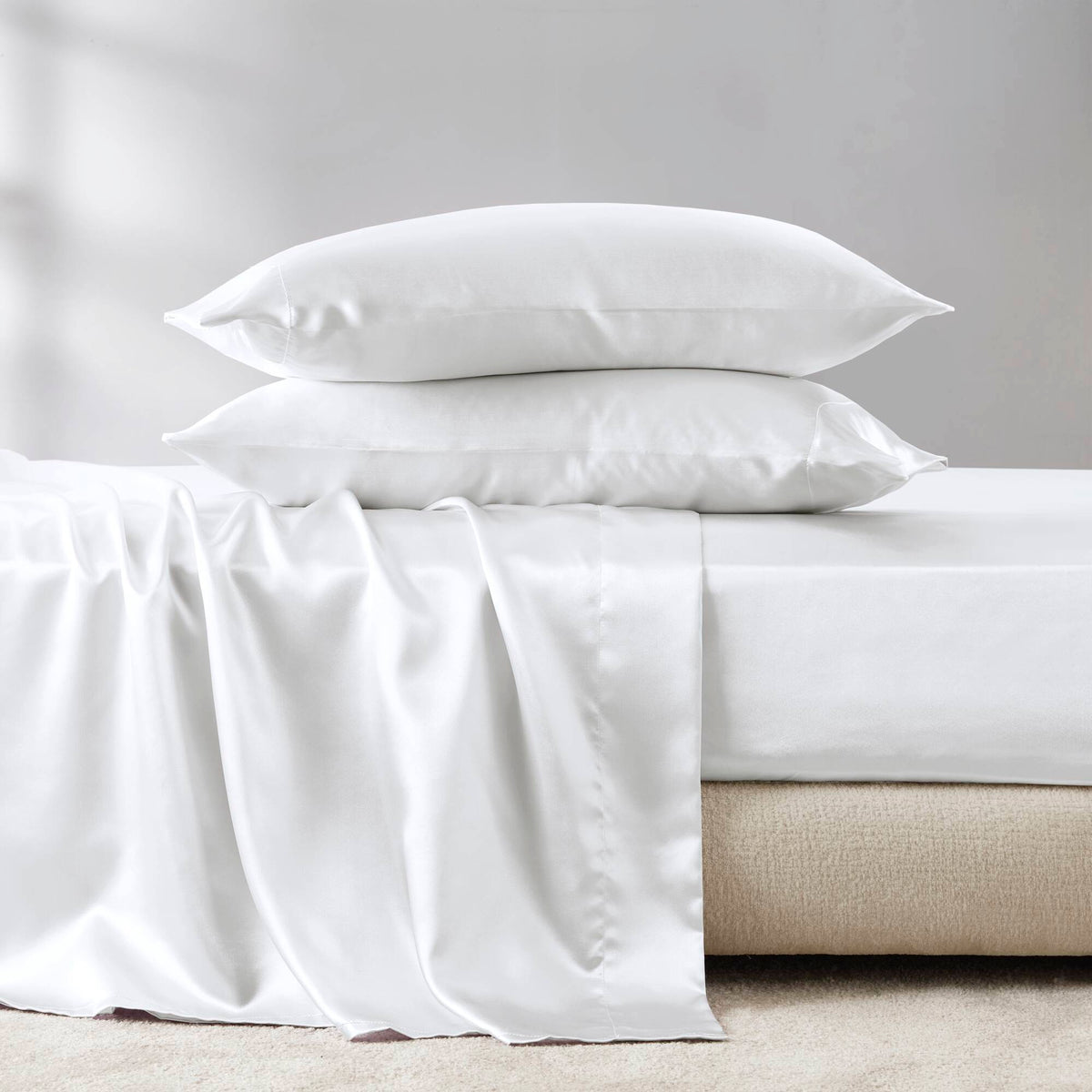 Bed Sheet Set, Satin for Master Bedrooms, Guest Beds and Daily Use, 6 Sizes and 12 Colors, Designed for Everyday Home Use image 58
