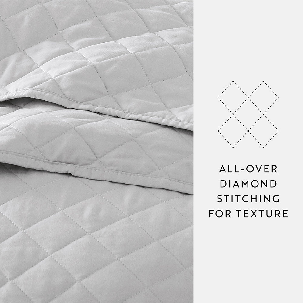 Bed Quilt, 3 Piece Diamond Stitch Quilted Coverlet Set for Guest Beds and Layered Bedroom Styling, 3 Sizes and 6 Colors image 58