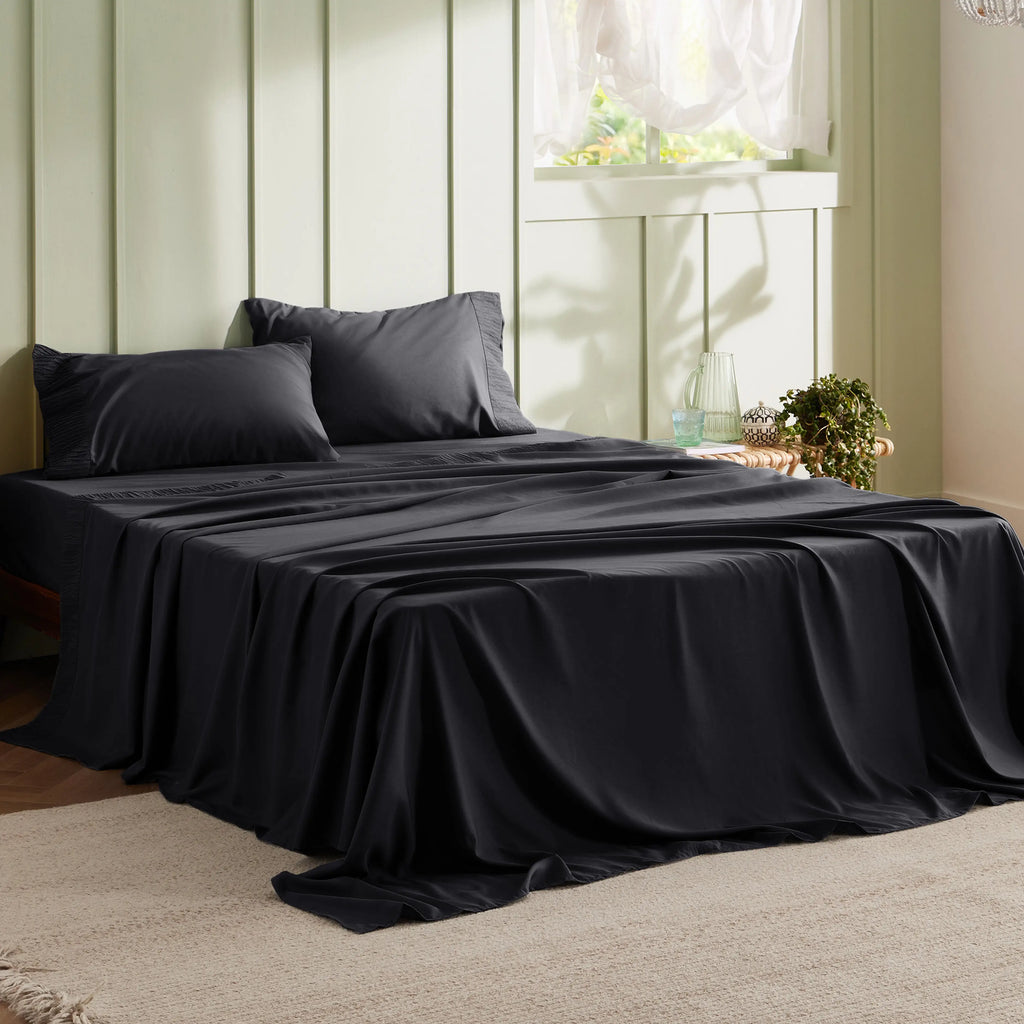 Bed Sheet Set, Ruched, Cooling Comfort, Breathable Construction for Master Bedrooms, Guest Beds and Daily Use, 7 Sizes and 14 Colors image 58