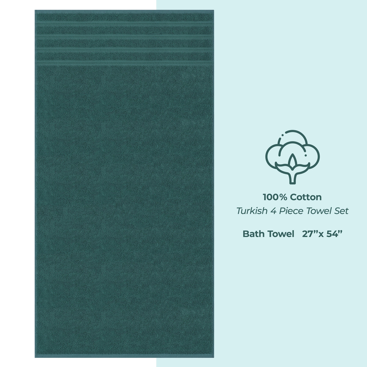 Bath Towel Set, 100% Cotton Turkish Towels for Bathroom, 4 for Home Bathrooms and Everyday Care, 21 Color Options image 58