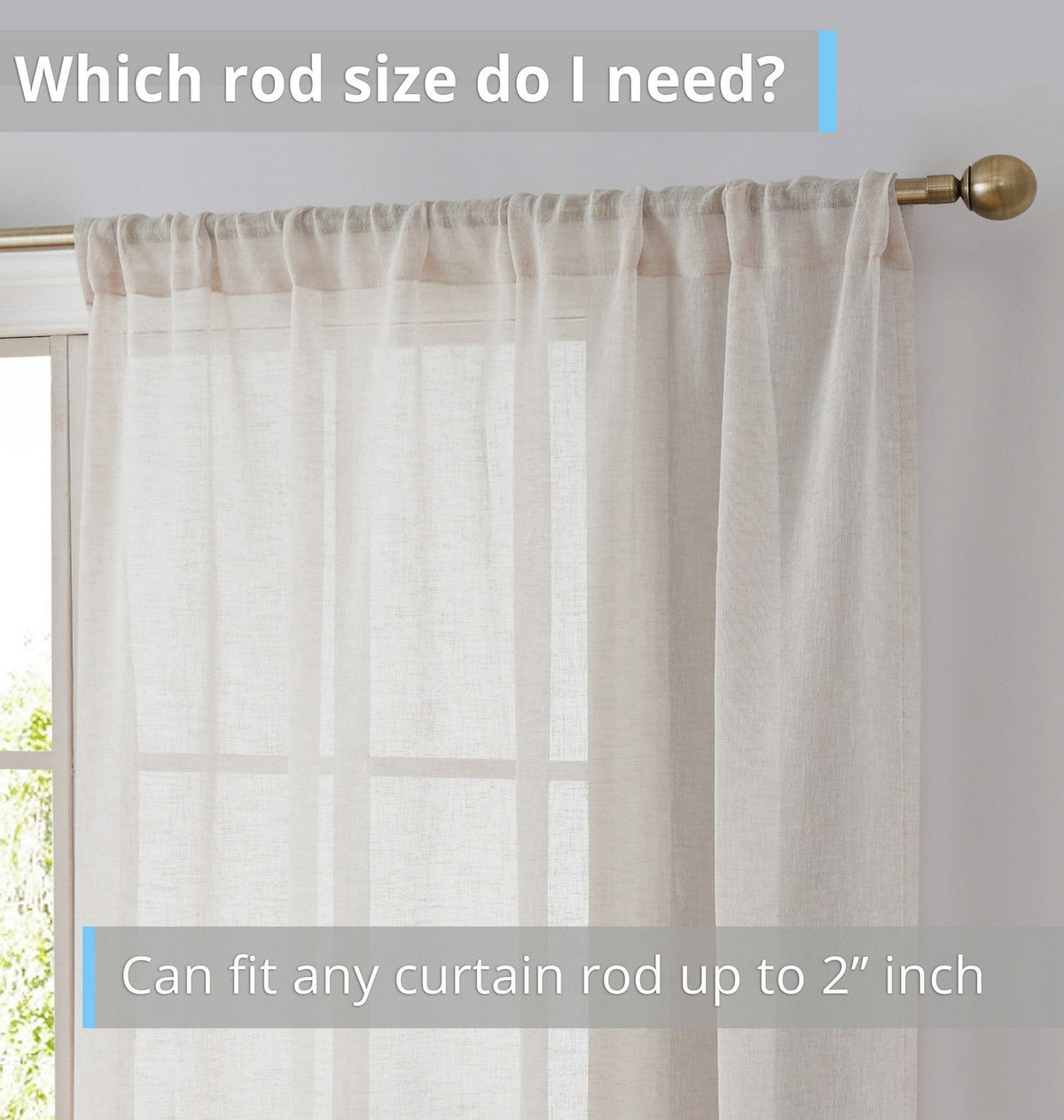 Window Curtain, Penelope Faux Linen Sheer Panels, Lightweight Design for Bedrooms, Living Rooms and Home Privacy, 5 Sizes and 12 Colors image 59