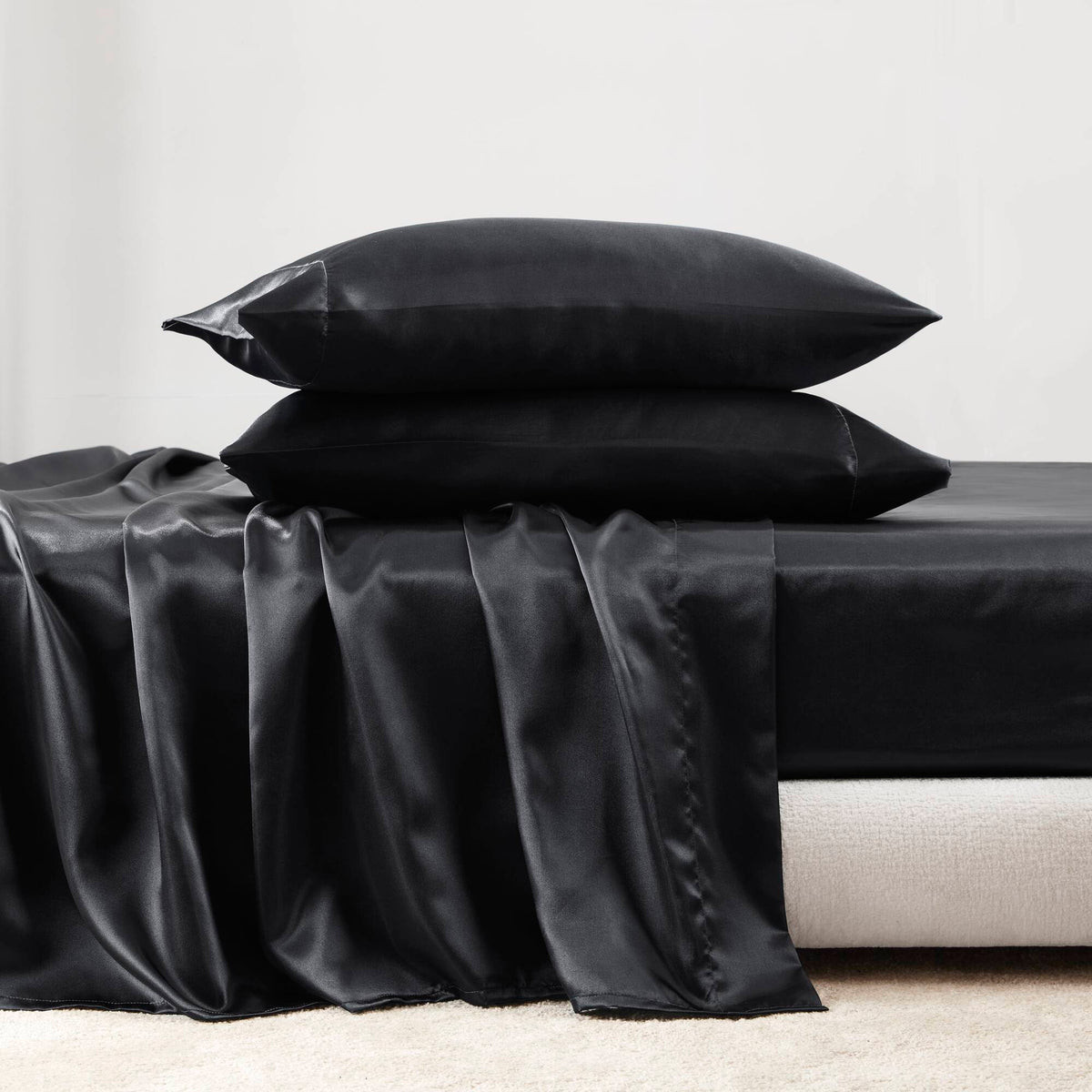 Bed Sheet Set, Satin for Master Bedrooms, Guest Beds and Daily Use, 6 Sizes and 12 Colors, Designed for Everyday Home Use image 59