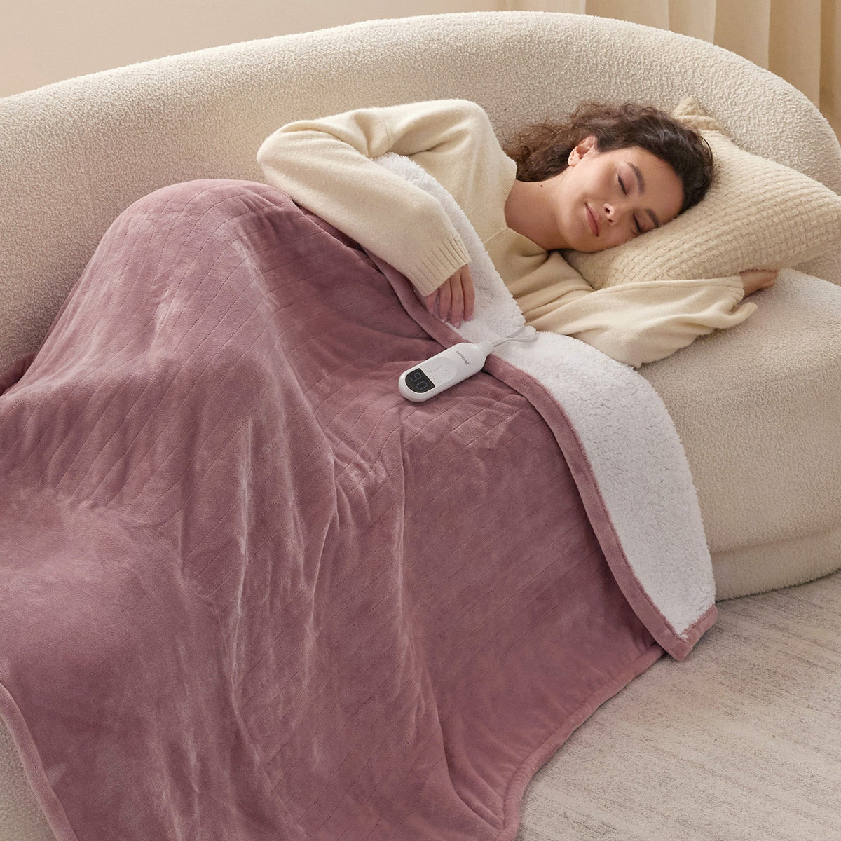 Cozy Throw Blanket, Solid Flannel Heated for Sofas, Beds and Relaxing at Home, 5 Sizes and 11 Colors image 59