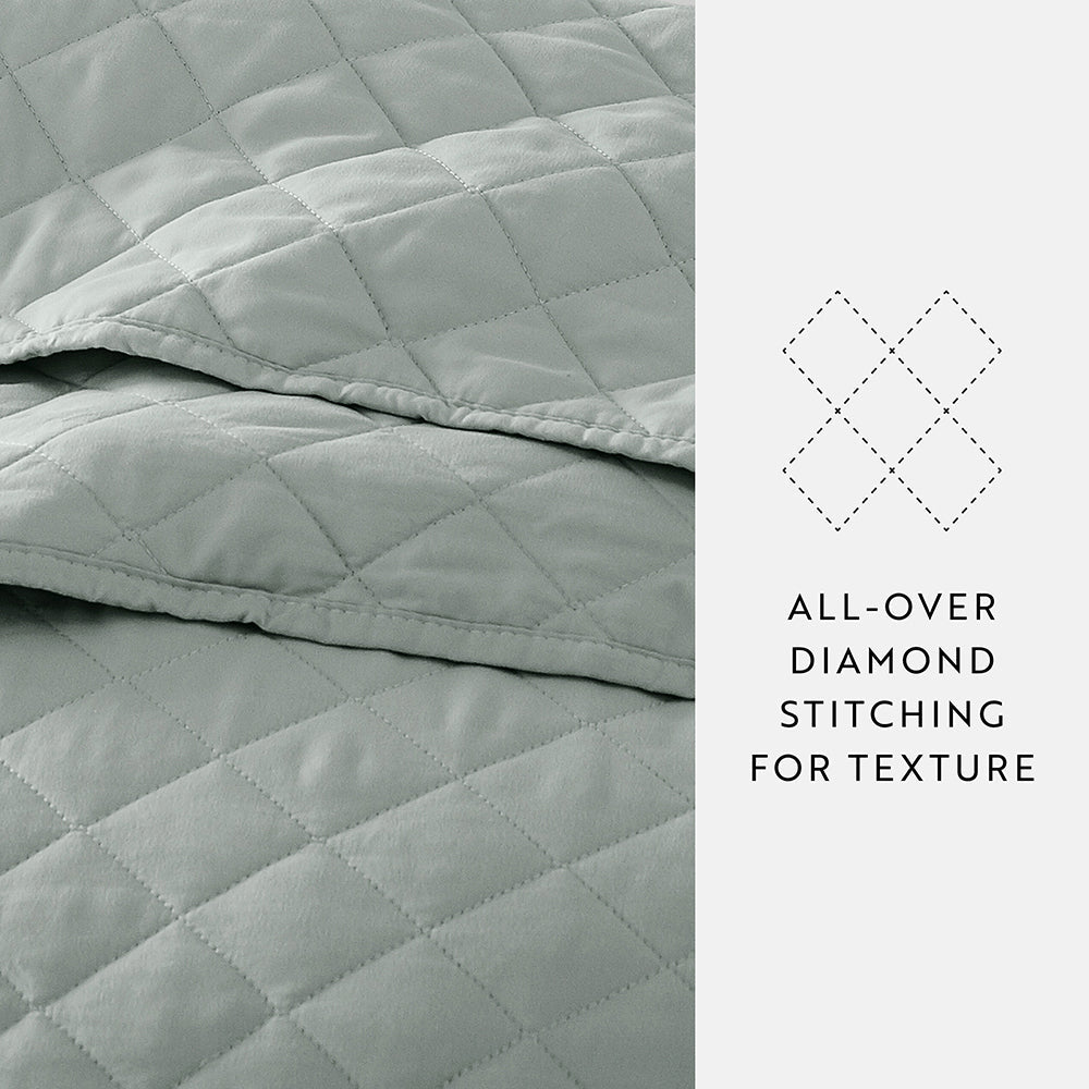Bed Quilt, 3 Piece Diamond Stitch Quilted Coverlet Set for Guest Beds and Layered Bedroom Styling, 3 Sizes and 6 Colors image 59