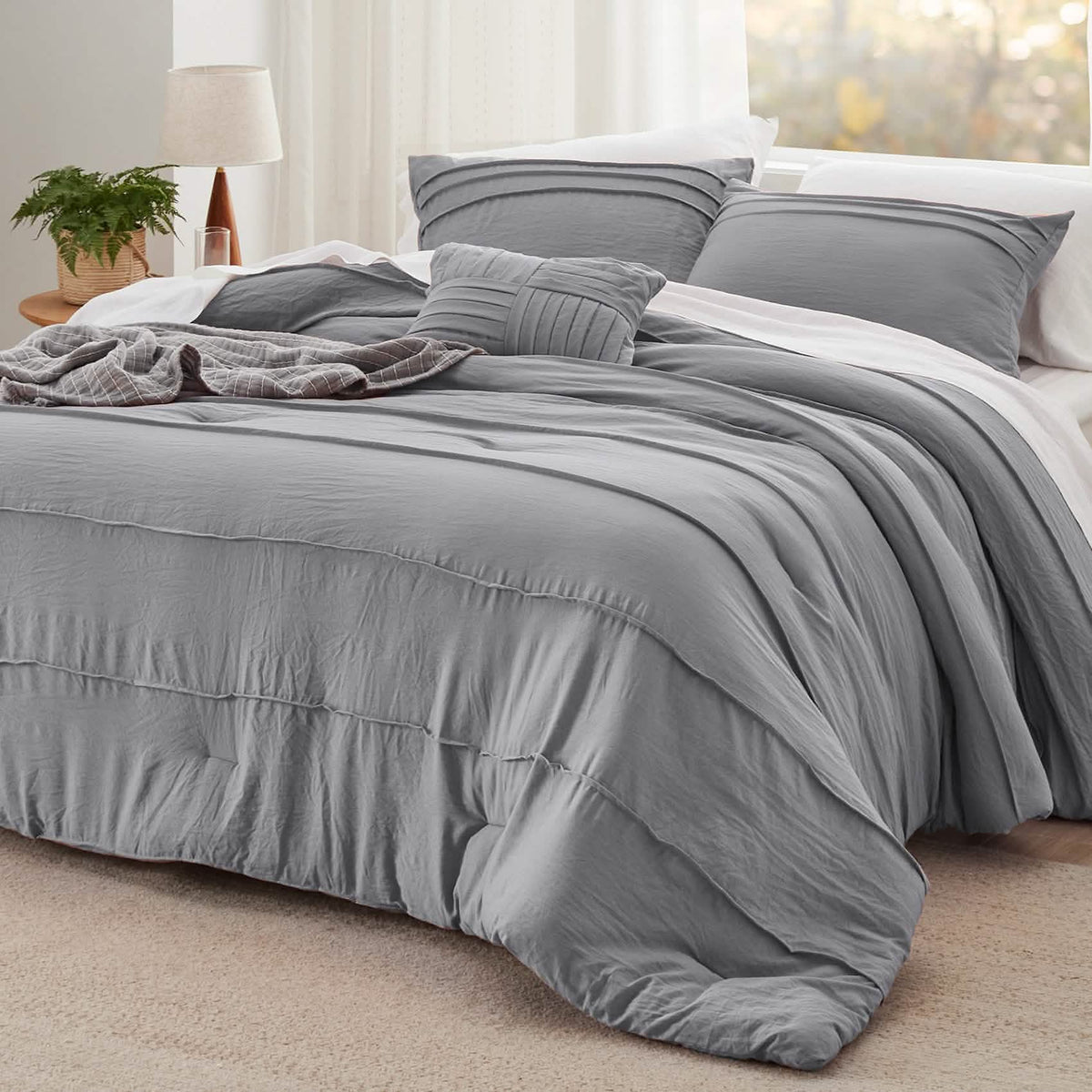 Bed Comforter, Pinch Pleat Set for Year-Round Bedroom Comfort and Restful Sleep, 5 Sizes and 19 Colors image 59