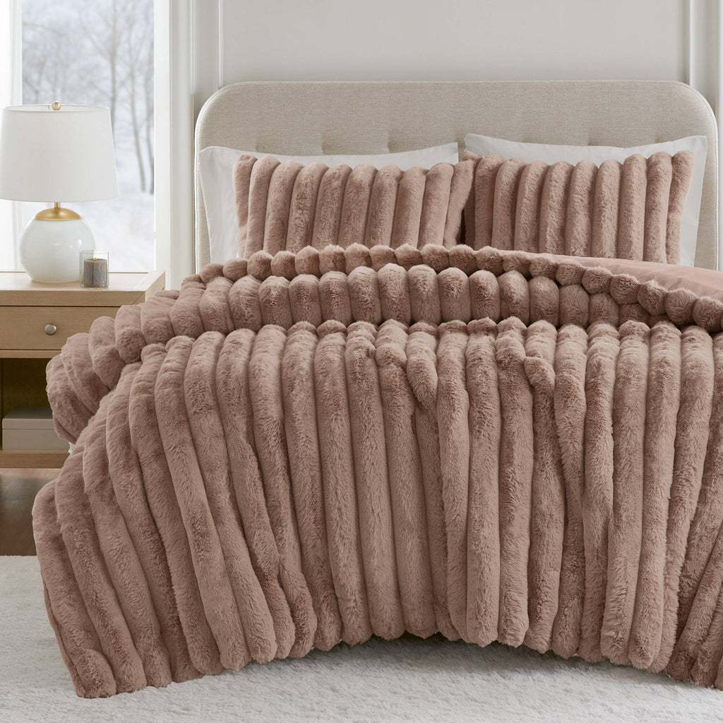 Bed Comforter, Jasmine Ultrasoft Faux Fur Ribbed Set, Lightweight Design for Year-Round Bedroom Comfort and Restful Sleep image 59