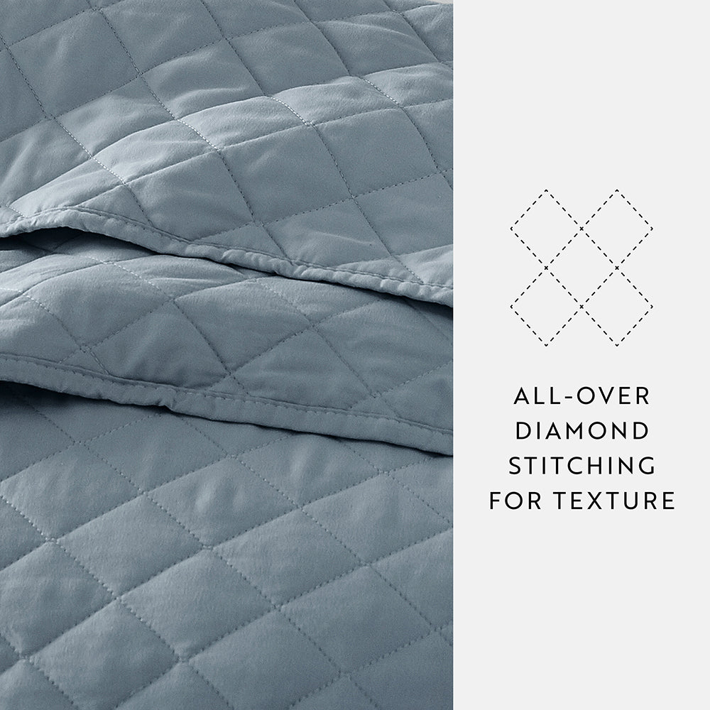 Bed Quilt, 3 Piece Diamond Stitch Quilted Coverlet Set for Guest Beds and Layered Bedroom Styling, 3 Sizes and 6 Colors image 60