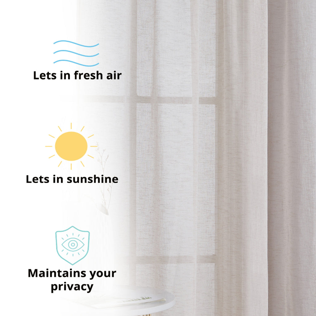 Window Curtain, Penelope Faux Linen Sheer Panels, Lightweight Design for Bedrooms, Living Rooms and Home Privacy, 5 Sizes and 12 Colors image 60