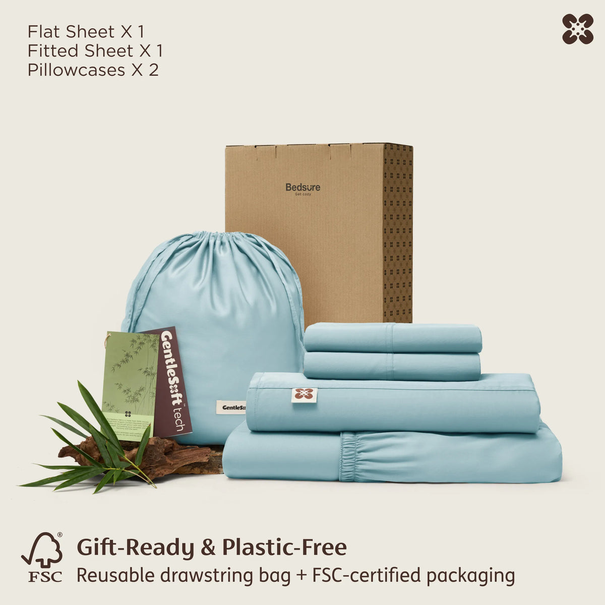 Bed Sheet Set, BareNights Viscose Derived from Bamboo, Breathable Construction for Everyday Bedroom Comfort and Guest Rooms image 60