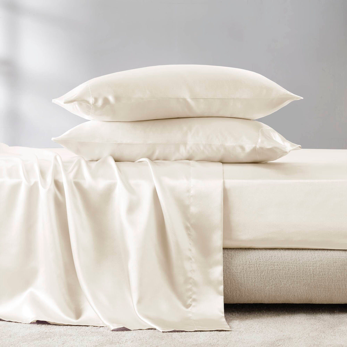 Bed Sheet Set, Satin for Master Bedrooms, Guest Beds and Daily Use, 6 Sizes and 12 Colors, Designed for Everyday Home Use image 60