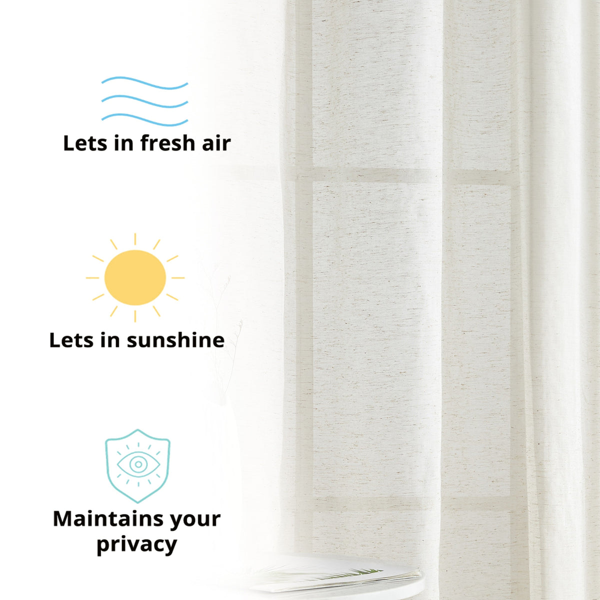 Window Curtain, Sierra Linen Sheer Grommet Panels for Windows, Room Styling and Everyday Privacy, 4 Sizes and 5 Colors image 60