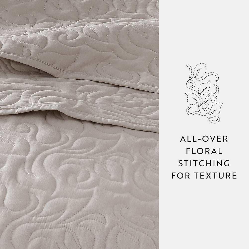 Bed Quilt, 3 Piece Floral Stitch Quilted Coverlet Set for Bedroom Layering and Everyday Bedding, 3 Sizes and 6 Colors image 60