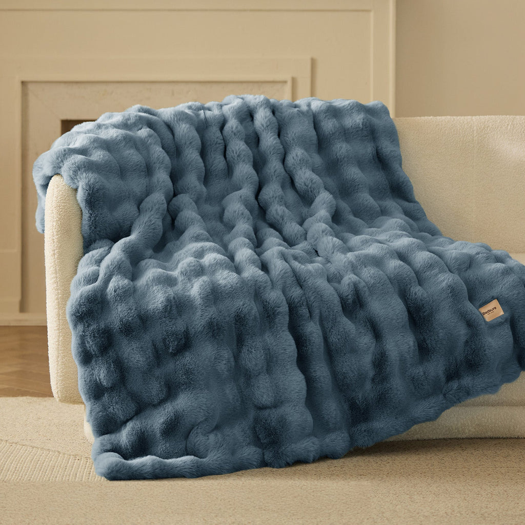 Cozy Throw Blanket, Bubble Faux Fur, Machine-Washable Care for Living Rooms, Bedrooms and Everyday Lounging, 3 Sizes and 11 Colors image 61