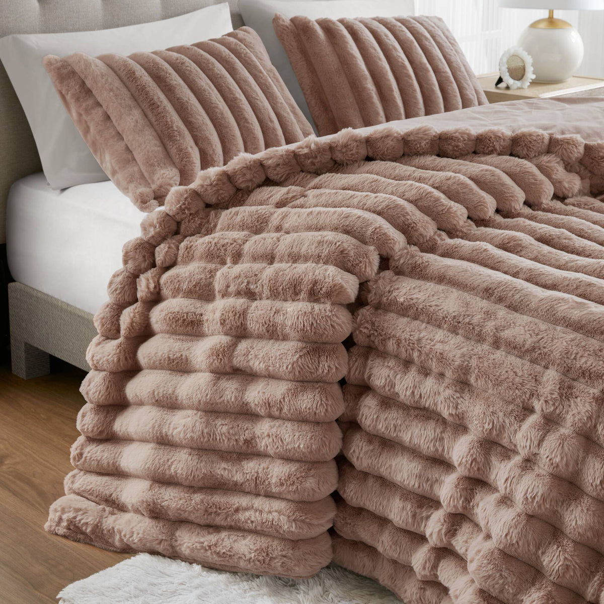 Bed Comforter, Jasmine Ultrasoft Faux Fur Ribbed Set, Lightweight Design for Year-Round Bedroom Comfort and Restful Sleep image 61