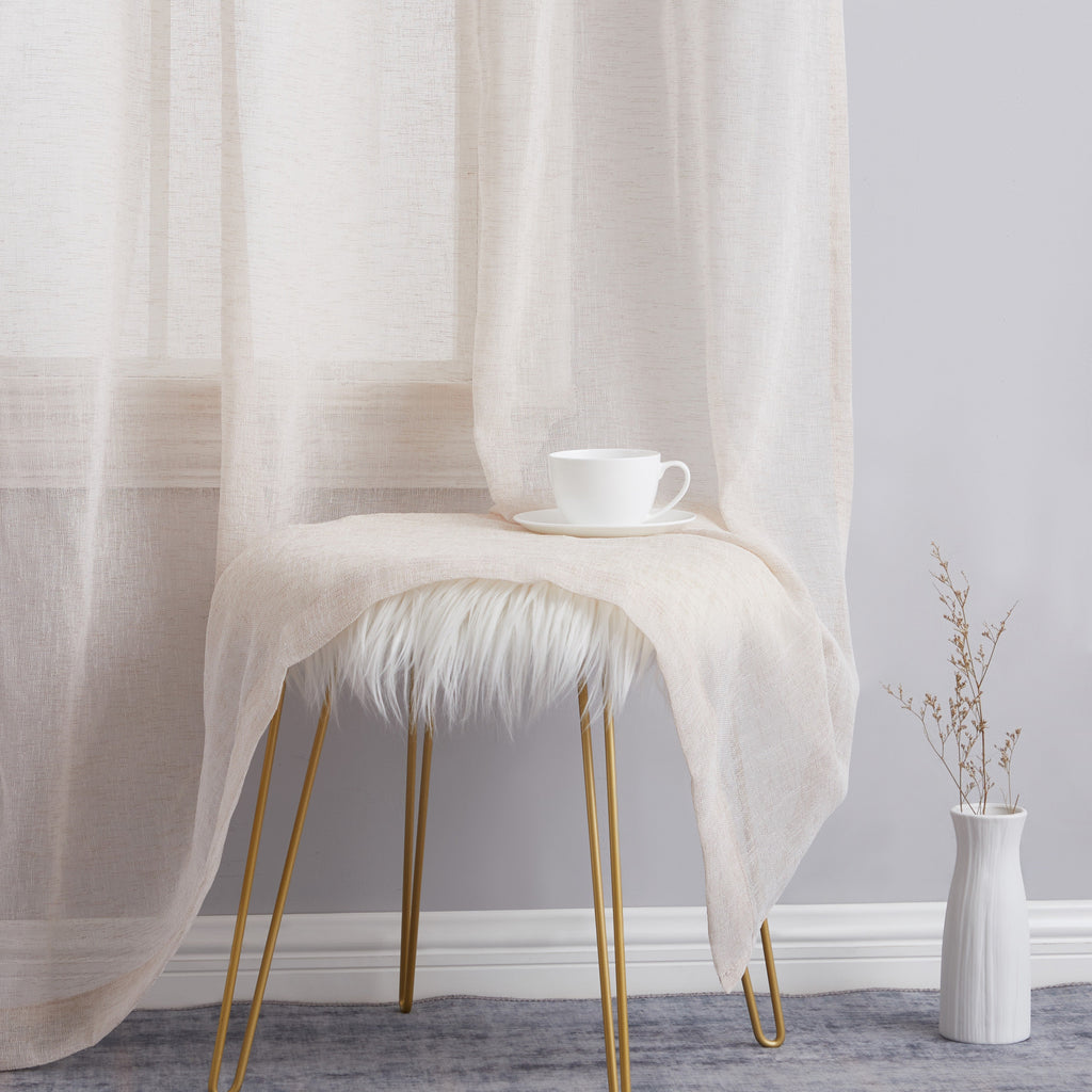 Window Curtain, Penelope Faux Linen Sheer Panels, Lightweight Design for Bedrooms, Living Rooms and Home Privacy, 5 Sizes and 12 Colors image 61