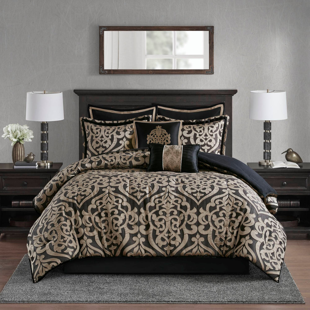 Bed Comforter, Odette 8 Piece Jacquard Set, Machine-Washable Care, Hypoallergenic Comfort for Year-Round Bedroom Comfort and Restful Sleep image 61