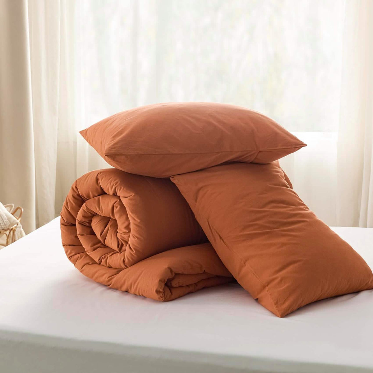 Bed Comforter, Prewashed Cotton Set for Year-Round Bedroom Comfort and Restful Sleep, 5 Sizes and 12 Colors image 61