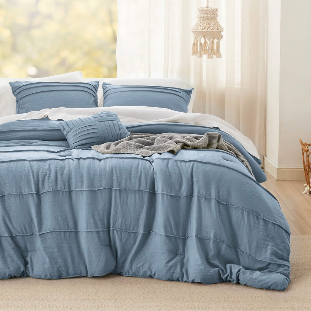 Bed Comforter, Pinch Pleat Set for Year-Round Bedroom Comfort and Restful Sleep, 5 Sizes and 19 Colors image 62