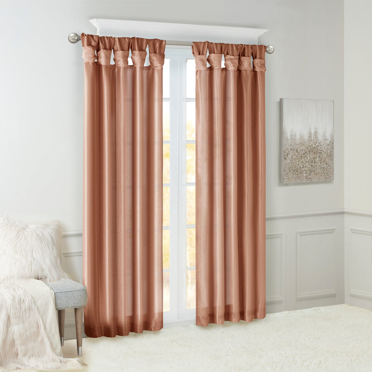 Window Curtain, Emilia Twist Tab Lined Panel, Machine-Washable Care for Windows, Room Styling and Everyday Privacy, 5 Sizes and 14 Colors image 62