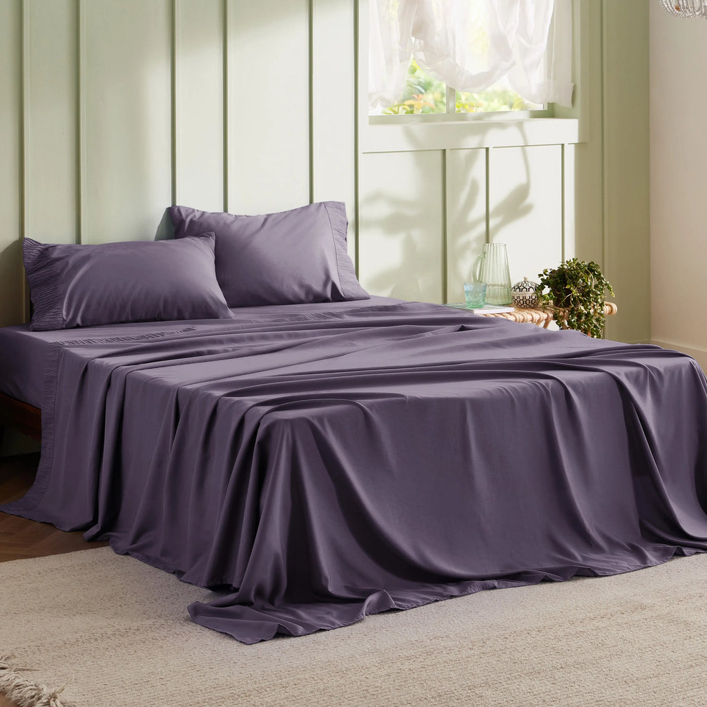 Bed Sheet Set, Ruched, Cooling Comfort, Breathable Construction for Master Bedrooms, Guest Beds and Daily Use, 7 Sizes and 14 Colors image 62