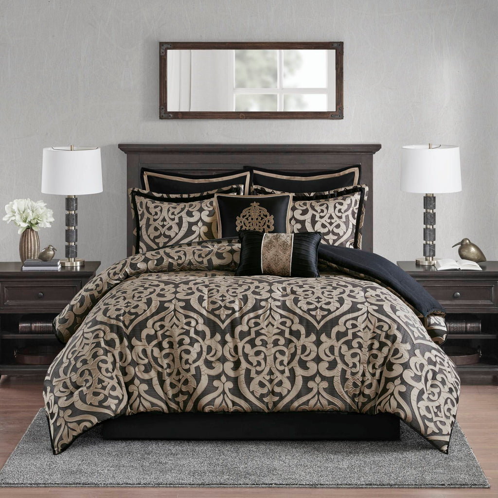 Bed Comforter, Odette 8 Piece Jacquard Set, Machine-Washable Care, Hypoallergenic Comfort for Year-Round Bedroom Comfort and Restful Sleep image 62