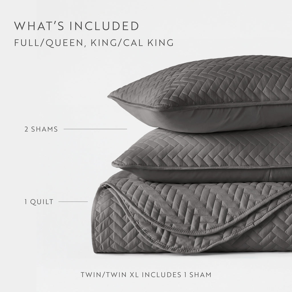 Quilted Coverlet Set, 3 Piece Herringbone for Guest Bedrooms, Layered Beds and Everyday Bedding, 3 Sizes and 6 Colors image 62