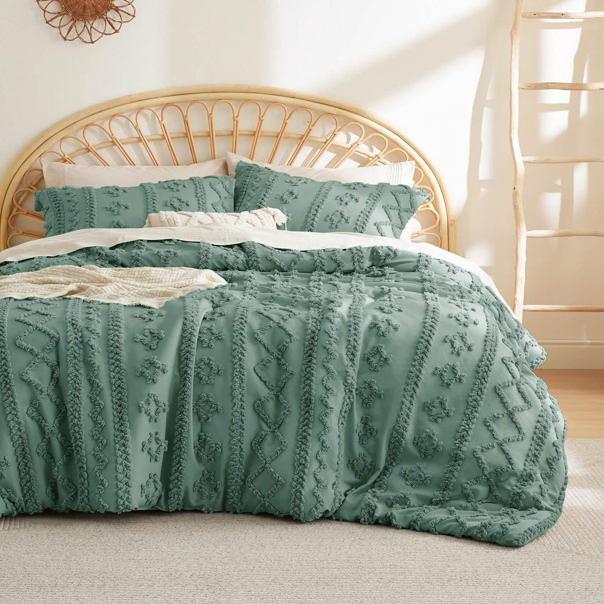 Bed Comforter, Boho Deluxe Embroidery Set, Breathable Construction, Machine-Washable Care for Everyday Bedding and Comfortable Sleep image 62
