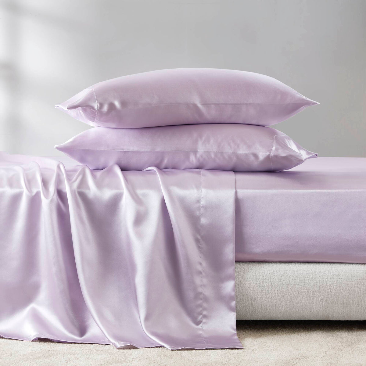 Bed Sheet Set, Satin for Master Bedrooms, Guest Beds and Daily Use, 6 Sizes and 12 Colors, Designed for Everyday Home Use image 62