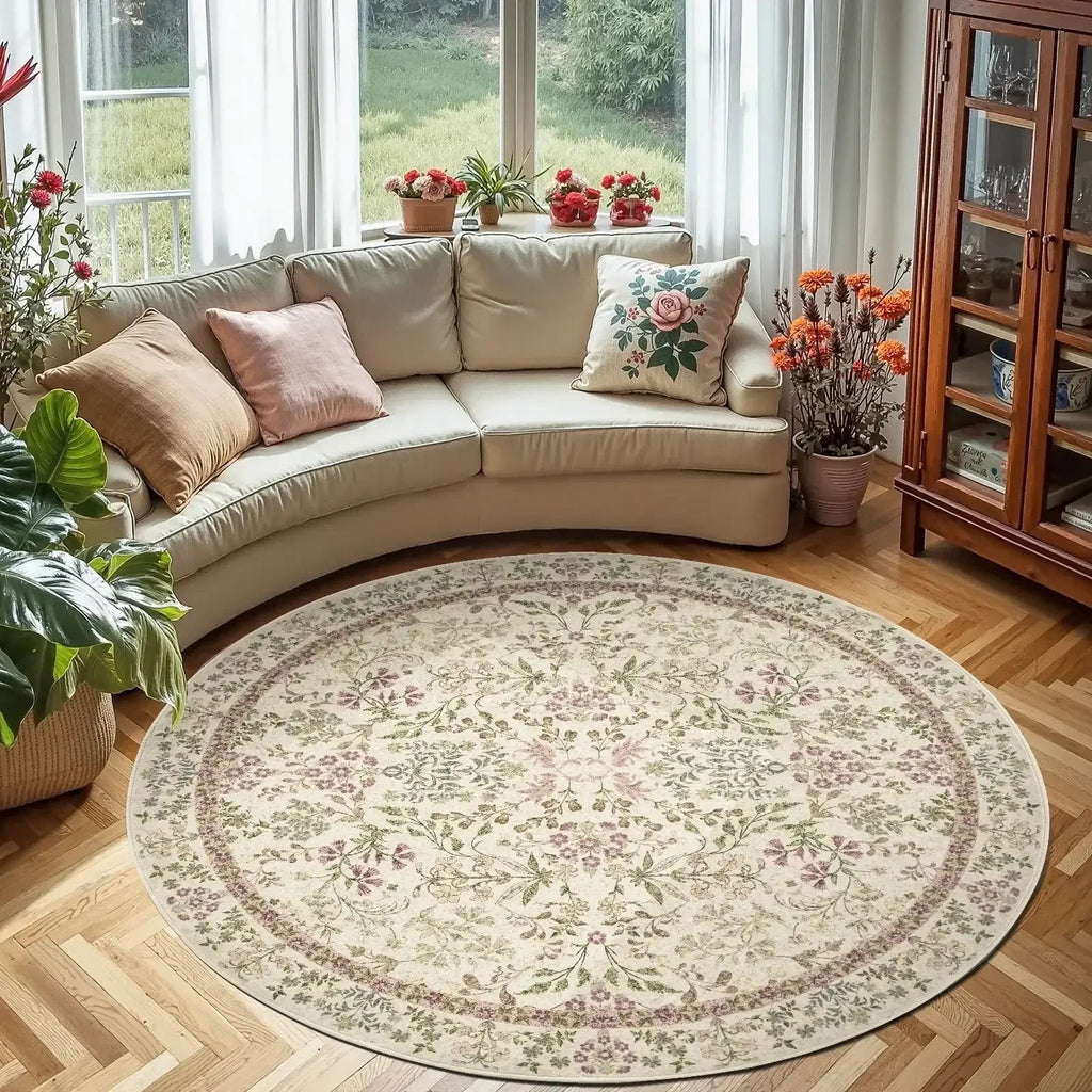 Area Rug, Vintage Foliage Floral, Lightweight Design, Non-Slip Design for Hallways, Dining Spaces and Home Decor, 19 Sizes and 4 Colors image 62