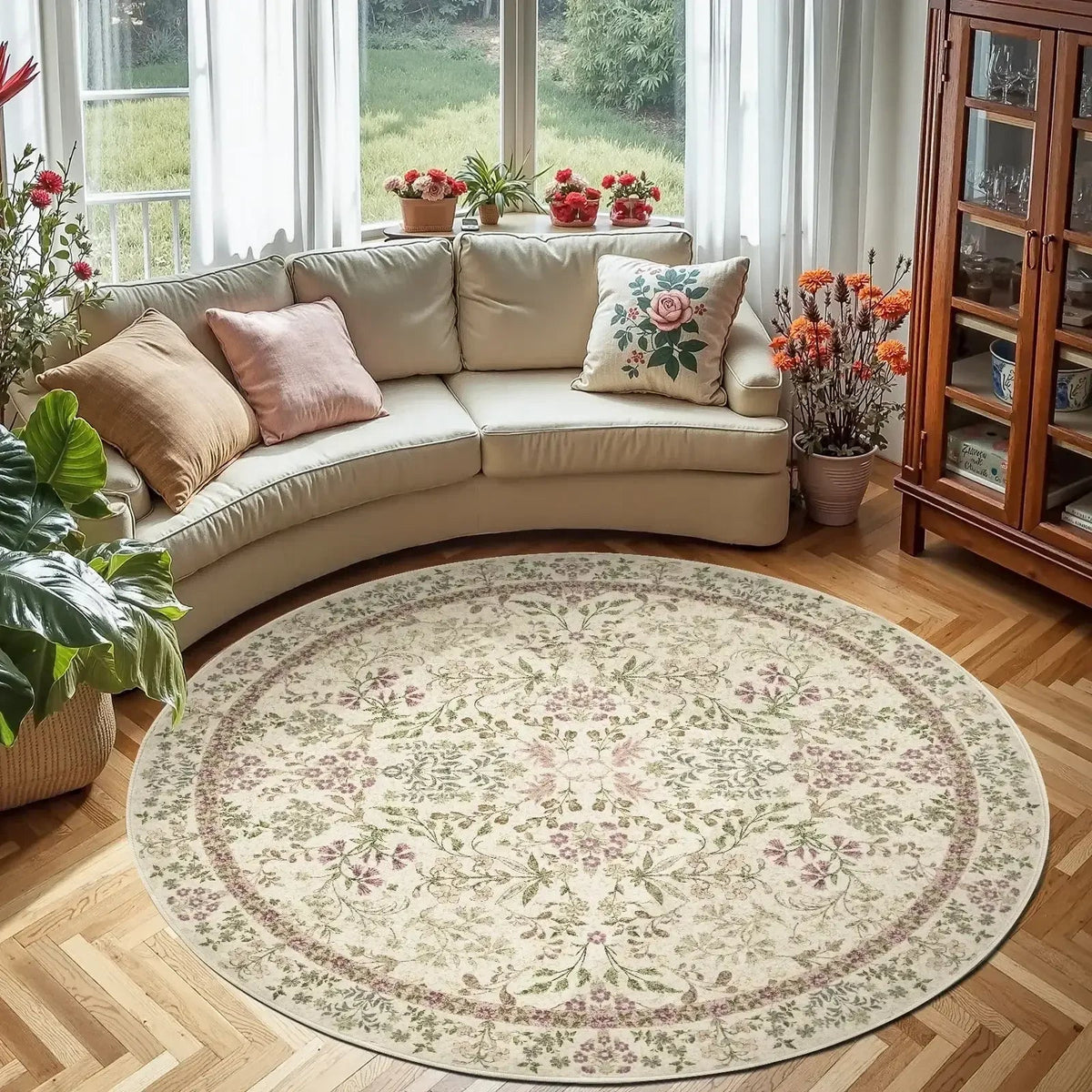 Area Rug, Vintage Foliage Floral, Lightweight Design, Non-Slip Design for Hallways, Dining Spaces and Home Decor, 19 Sizes and 4 Colors image 62