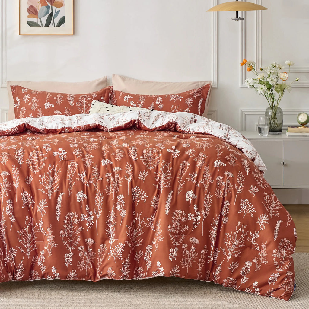 Down & Feather Comforter, Floral Set, Machine-Washable Care for Everyday Bedding and Comfortable Sleep, 7 Sizes and 13 Colors image 62
