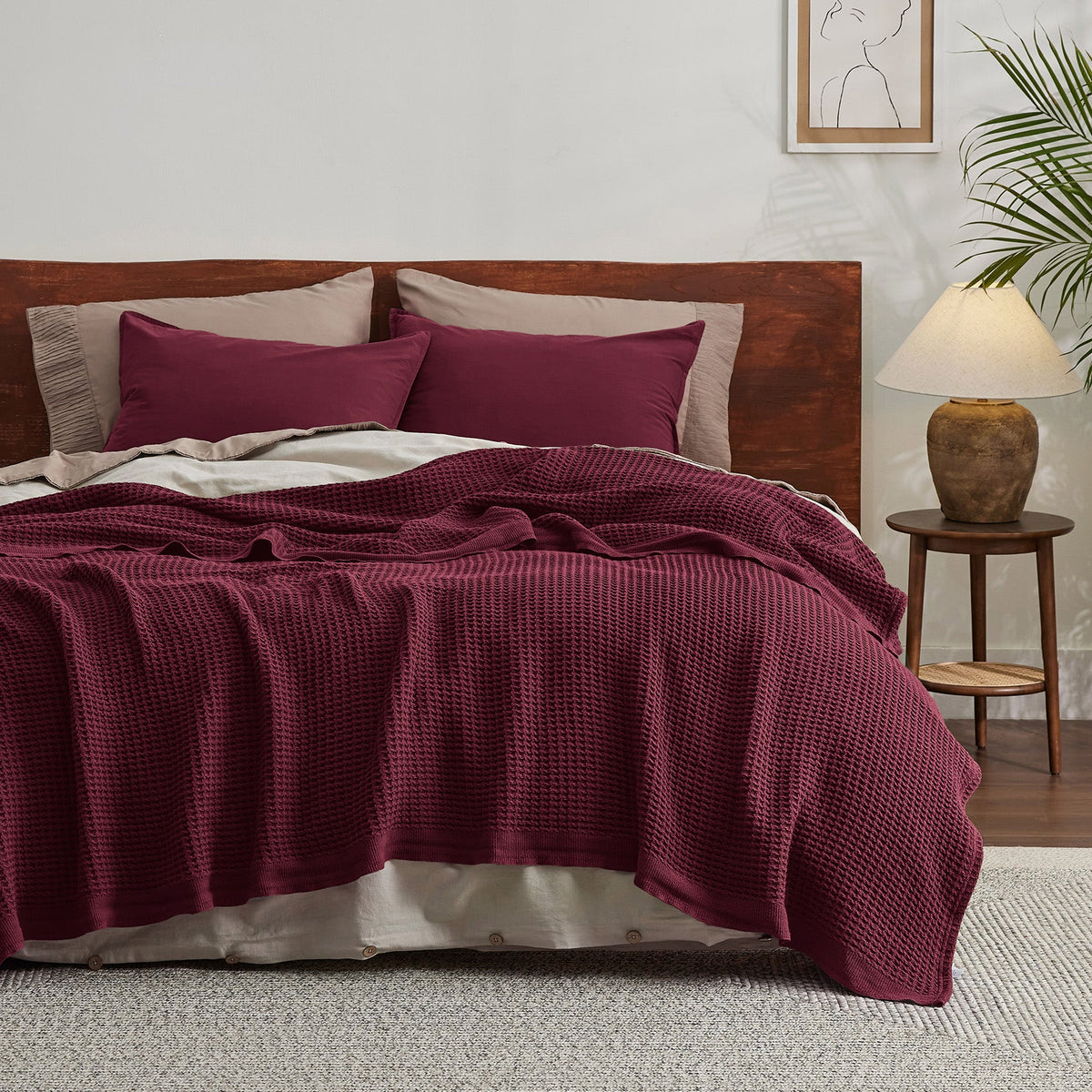 Cozy Throw Blanket, Cotton Waffle Weave, Lightweight Design, Breathable Construction for Living Rooms, Bedrooms and Everyday Lounging image 62