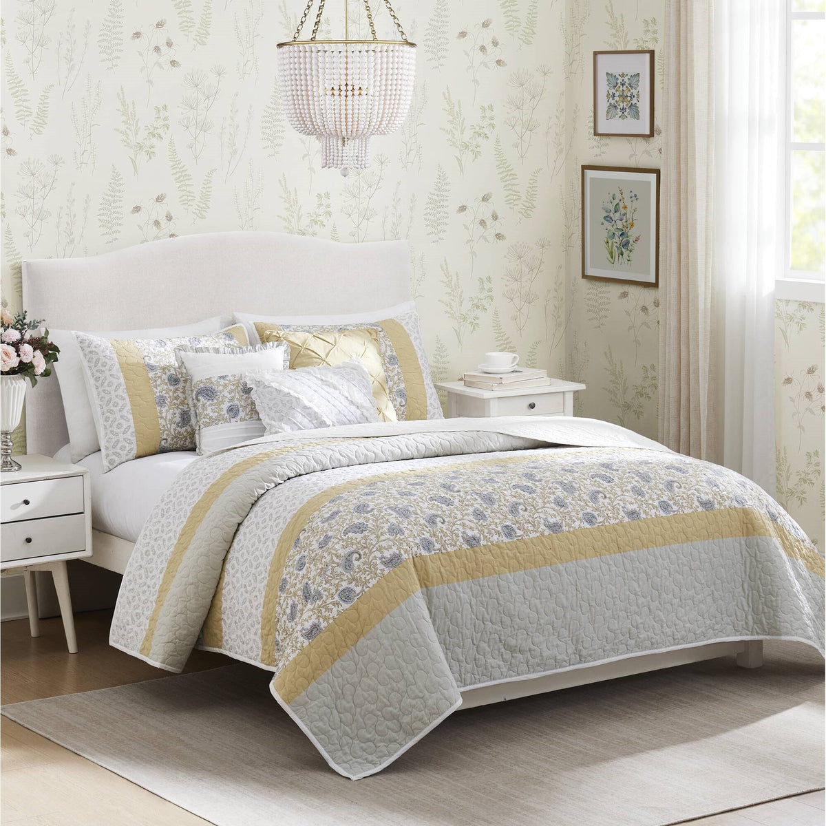 Cozy Throw Blanket, Dawn 6 Piece Cotton Percale Quilt Set, Machine-Washable Care for Sofas, Beds and Relaxing at Home, 2 Sizes and 5 Colors image 62
