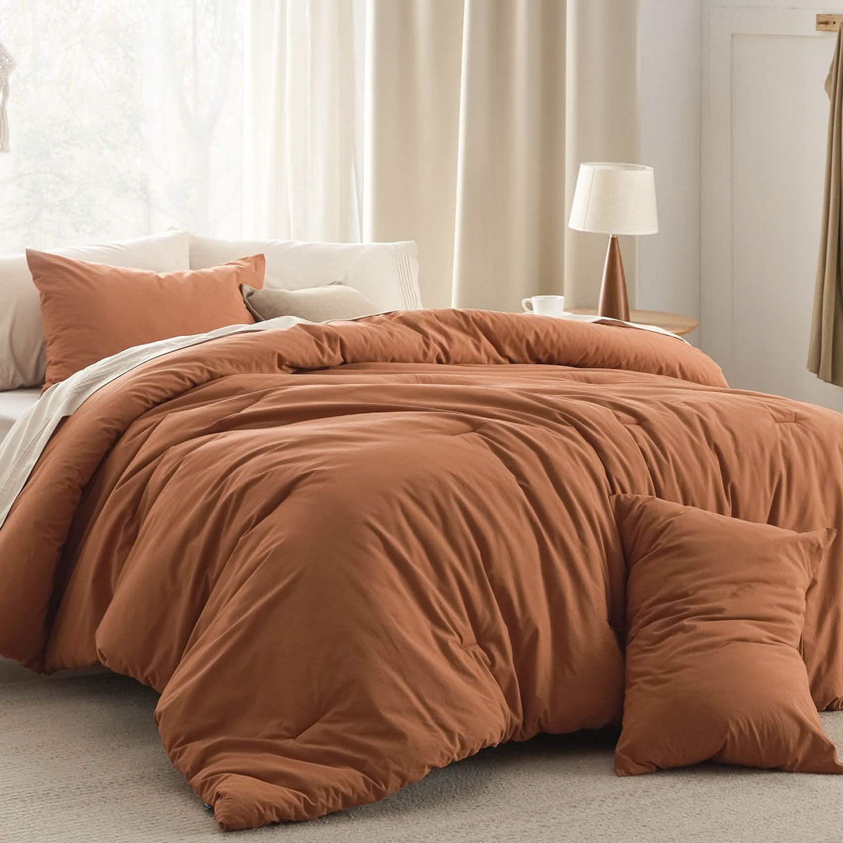 Bed Comforter, Prewashed Cotton Set for Year-Round Bedroom Comfort and Restful Sleep, 5 Sizes and 12 Colors image 63