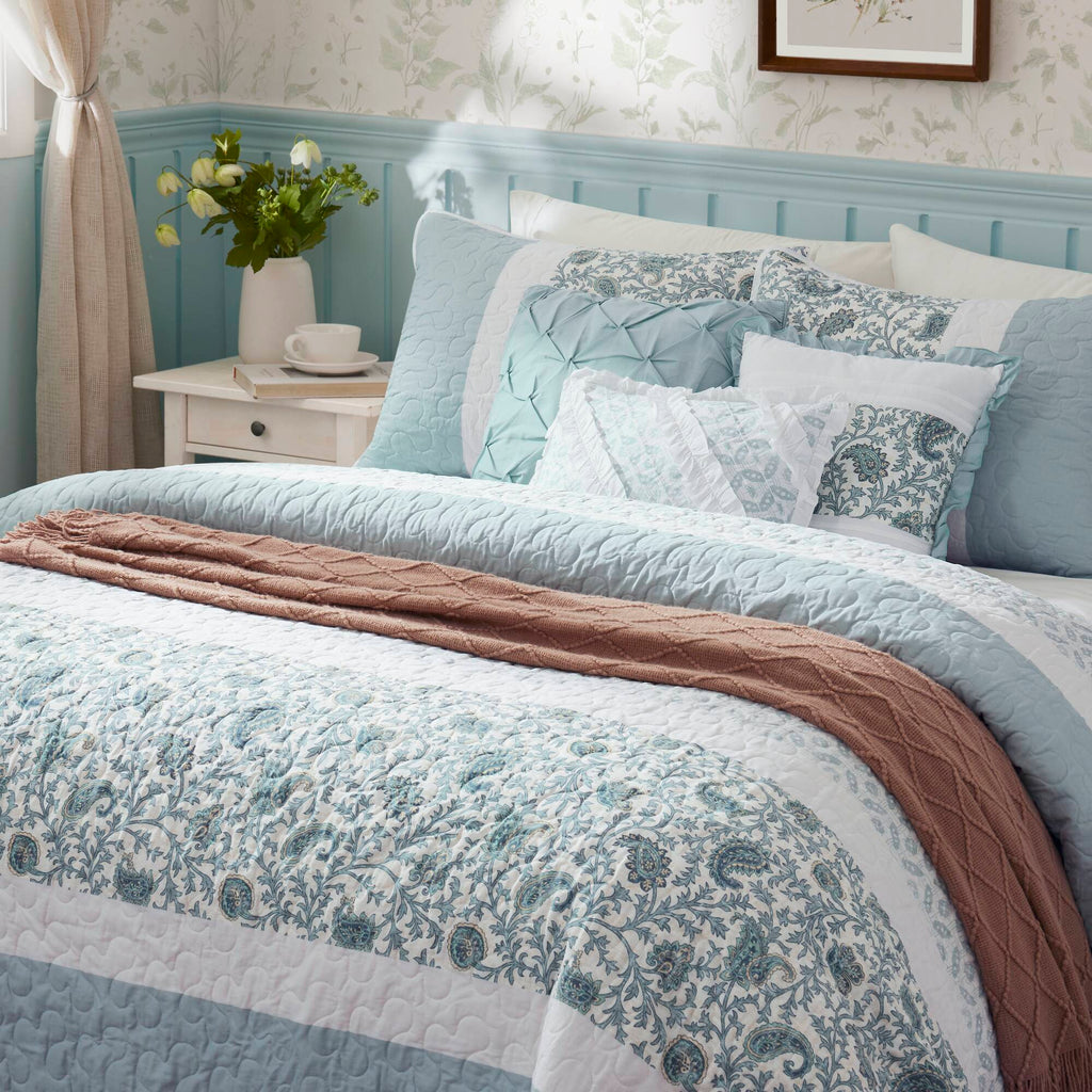 Cozy Throw Blanket, Dawn 6 Piece Cotton Percale Quilt Set, Machine-Washable Care for Sofas, Beds and Relaxing at Home, 2 Sizes and 5 Colors image 63