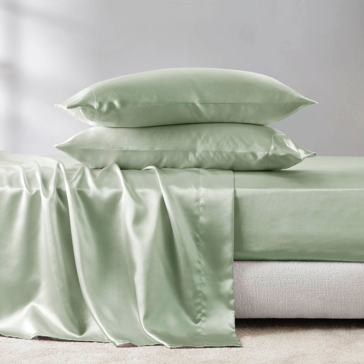 Bed Sheet Set, Satin for Master Bedrooms, Guest Beds and Daily Use, 6 Sizes and 12 Colors, Designed for Everyday Home Use image 63