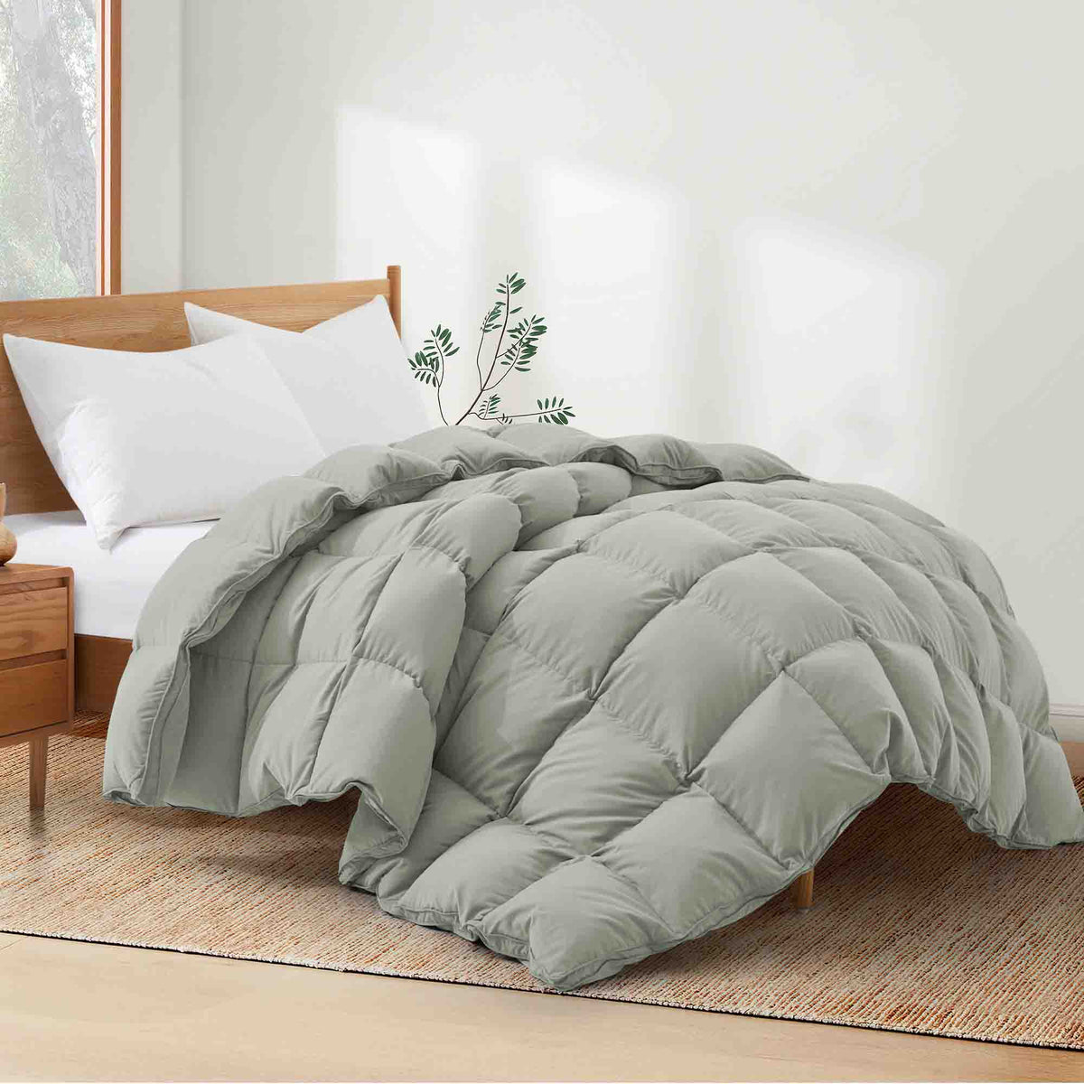 Down & Feather Comforter, Goose, Lightweight Design, Machine-Washable Care for Everyday Bedding and Comfortable Sleep, 4 Sizes and 8 Colors image 64