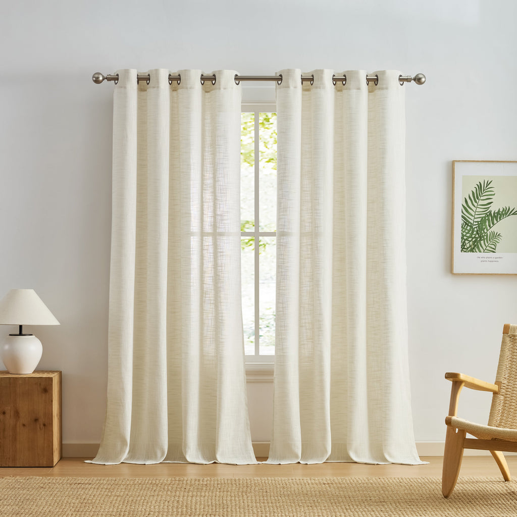 Window Curtain, Madison Faux Linen Sheer Grommet Panels for Bedrooms, Living Rooms and Home Privacy, 8 Sizes and 10 Colors image 64