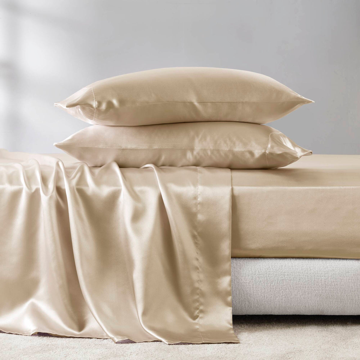Bed Sheet Set, Satin for Master Bedrooms, Guest Beds and Daily Use, 6 Sizes and 12 Colors, Designed for Everyday Home Use image 64
