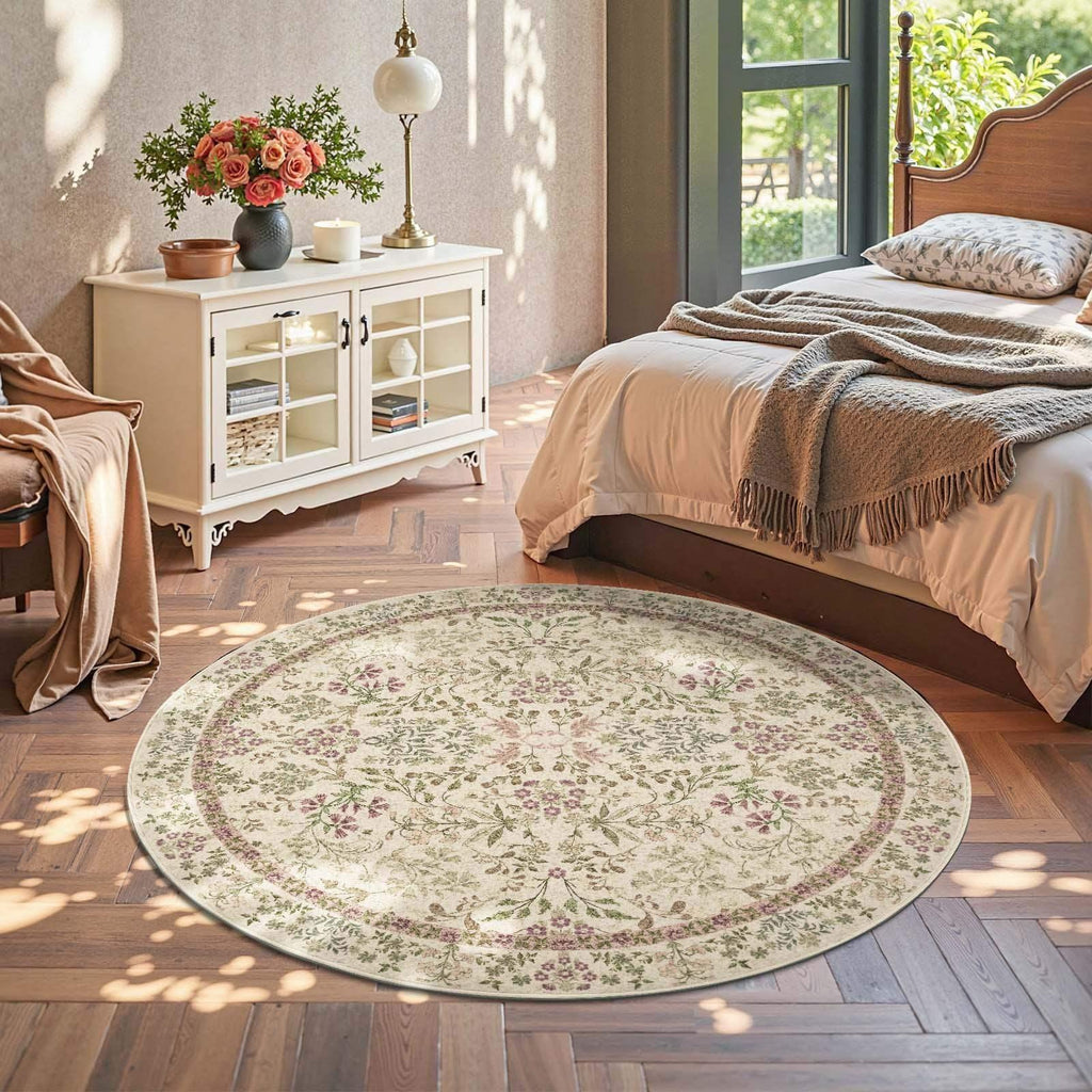 Area Rug, Vintage Foliage Floral, Lightweight Design, Non-Slip Design for Hallways, Dining Spaces and Home Decor, 19 Sizes and 4 Colors image 64