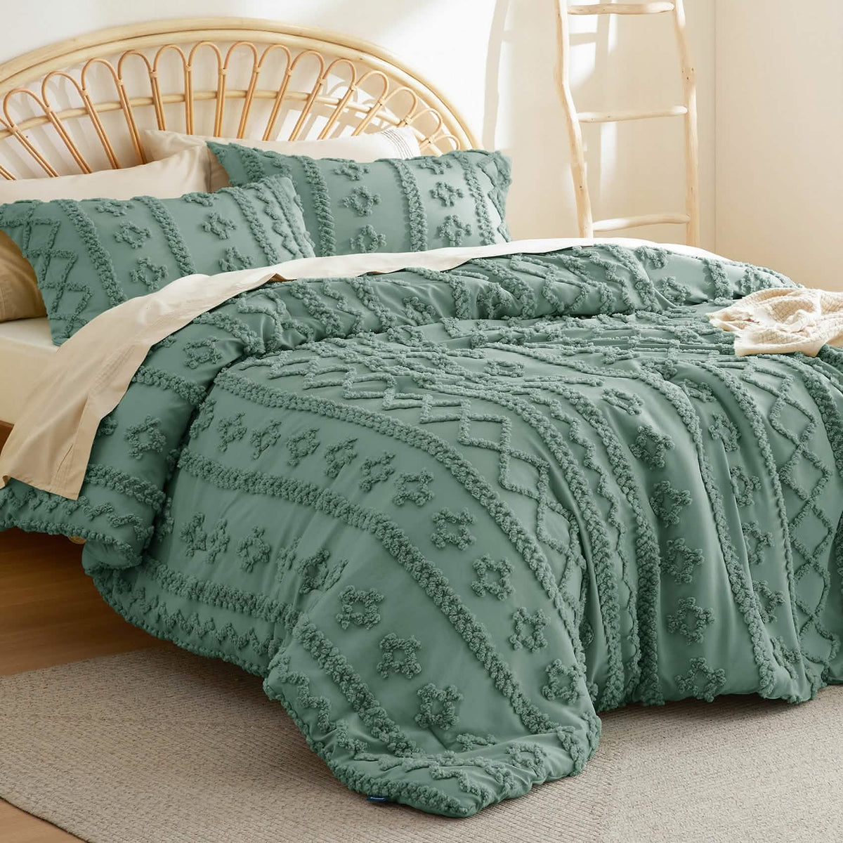 Bed Comforter, Boho Deluxe Embroidery Set, Breathable Construction, Machine-Washable Care for Everyday Bedding and Comfortable Sleep image 64